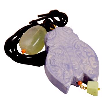 Pendentif Cigale en faïence et cuir, lila [3]