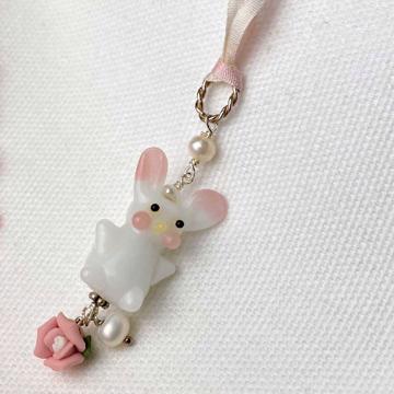 Rabbit pendant in spun glass