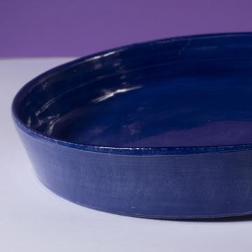 Crato dishes in turned Earthenware, dark blue, 18 cm diam. [2]