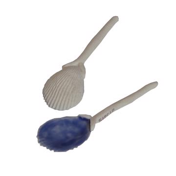 Petites cuillère Concha en porcelaine façonnée, bleu foncé [3]