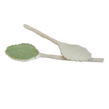 Cuillère Feuille en porcelaine façonnée, vert clair, feuille plate [3]