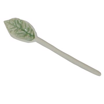 Petite cuillère Feuille en porcelaine façonnée, vert menthe [3]