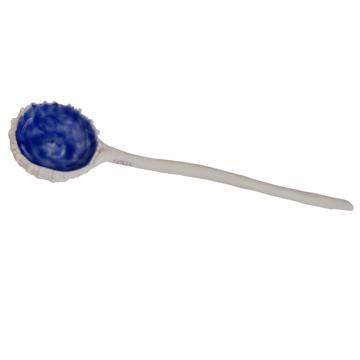 Hand shaped porcelain sea urchin spoon, dark blue