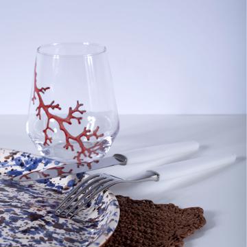 Table dressée avec l'assiette Drip et Corail, multicolore, ensemble avec 2 couverts - modèle piano [4]