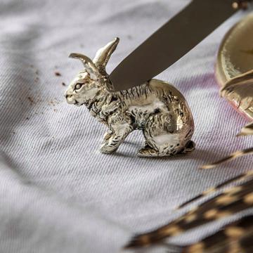Porte couteau Lapin en métal argenté ou doré, argent [4]