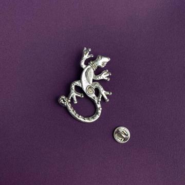 Pin's porte lunettes Lézard en métal argenté ou doré, argent [2]