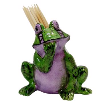 Porte pique grenouille en porcelaine, vert prairie, piques standard [6]