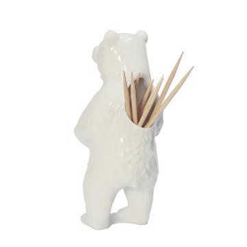 Porte pique Ours en porcelaine, blanc, piques standards [2]