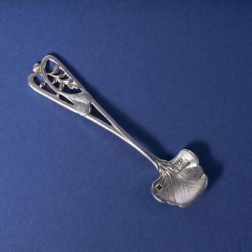 Ginkgo Salt Spoon in silver plated copper