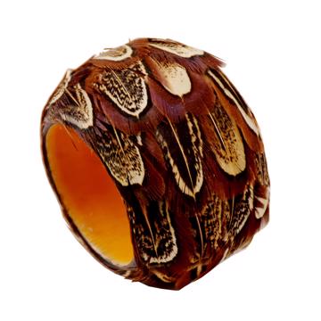Rond de Serviette en plumes naturelles, brun