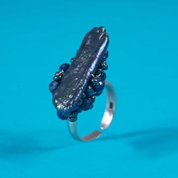 Les bagues Couture en argent massif et pierres naturelles, bleu foncé [1]
