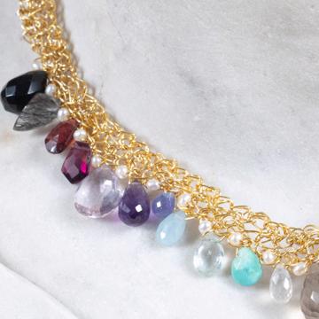 Collier Multicolore en plaqué or et pierres naturelles, multicolore [3]