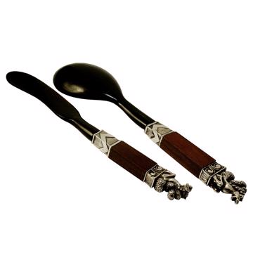 Neptune Caviar Serving Set, dark red, set