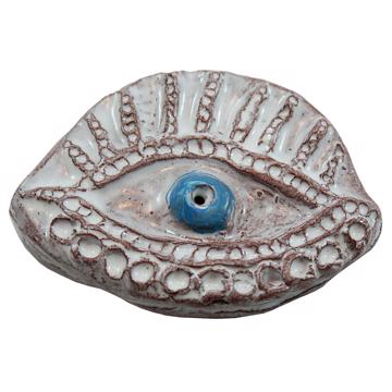 Rich Eye incense base in earthenware, sky blue