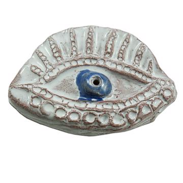 Support d'encens Oeil riche en faïence, violet bleu 