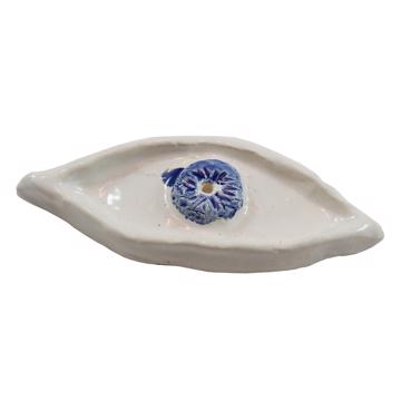 Support d'encens Oeil en faïence, bleu foncé