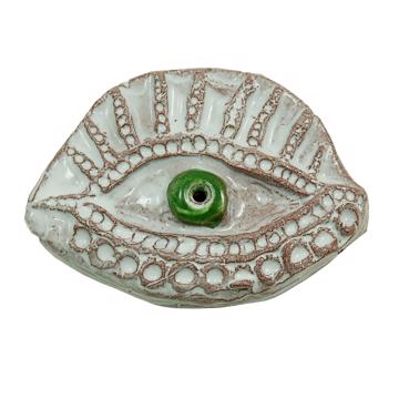 Rich Eye incense base in earthenware, grass green