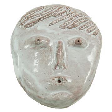 Support d'encens visage en faïence, blanc snow [3]