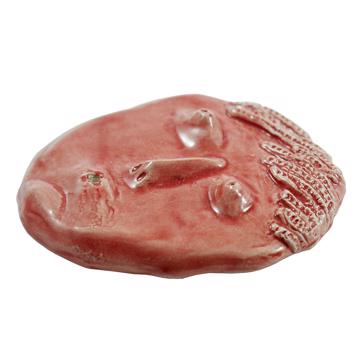 Face incense base in earthenware, red orange [4]