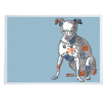 Chat et Chien, Sets de Table Chromo Plastifié, bleu clair