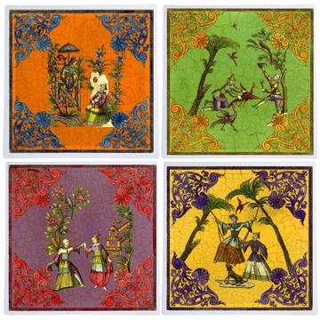 Chinoiseries, Chromo placemats in laminated paper