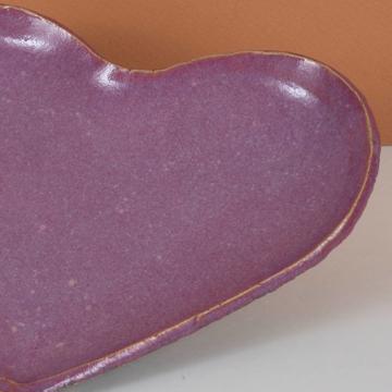 Assiette Cœur en grès estampé, mauve [3]