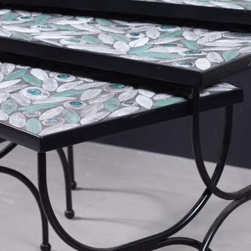 Set de 3 tables gigognes en ceramique, multicolore [4]