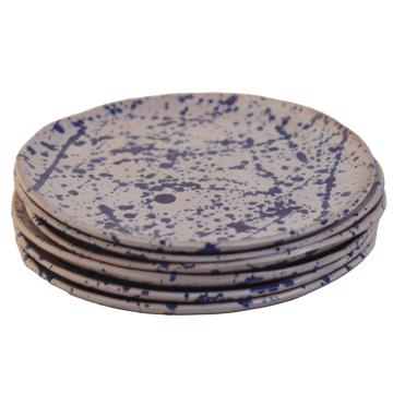 6 assiettes brunch Oxyde en faïence, bleu foncé