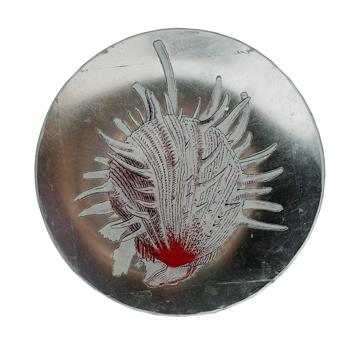 Shells plates in decoupage under glass, silver, shell 4 [3]