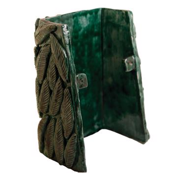 Applique Feuillage en faïence façonnée, vert foncé [5]