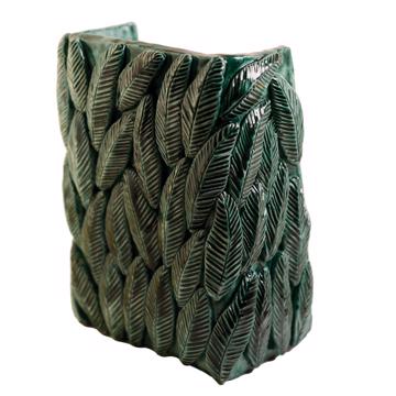 Applique Feuillage en faïence façonnée, vert foncé [4]