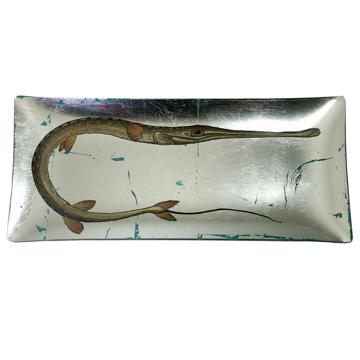 Assiette sushi Poisson en découpage sous verre, argent, poisson 7
