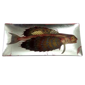 Assiette sushi Poisson en découpage sous verre, argent, poisson 3