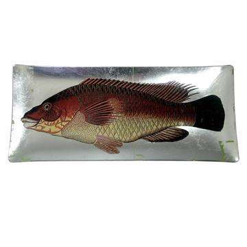 Assiette sushi Poisson en découpage sous verre, argent, poisson 4