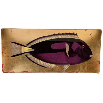 Assiette sushi Poisson en découpage sous verre, or, poisson 6
