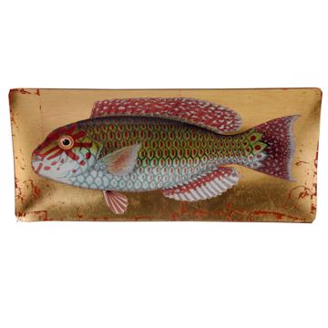 Assiette sushi Poisson en découpage sous verre, or, poisson 2