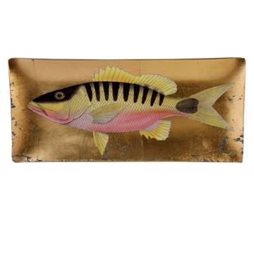 Assiette sushi Poisson en découpage sous verre, or, poisson 3