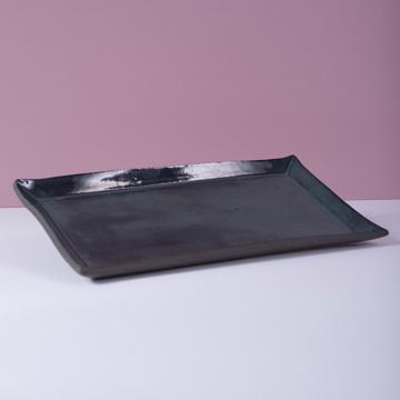 Black Stone table service in sandstone, dark blue, rectangle [1]