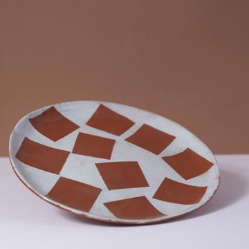 Square Brunch Plate in stamped earthenware