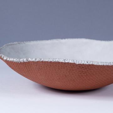 Jute plate in sandstone, snow white, deep plate [4]