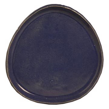 Birds brunch plate in stamped sandstone, dark blue