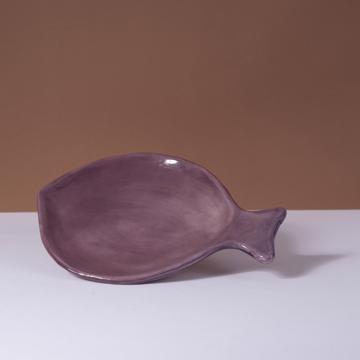 Fish plate in stamped earthenware