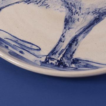 Assiette Forêt Bleue en faïence tournée, bleu foncé, chèvre [3]