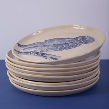 Assiette Forêt Bleue en faïence tournée, bleu foncé, collection complète [1]