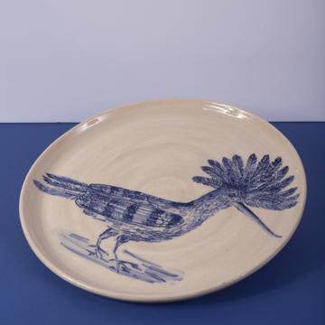 Assiette Forêt Bleue en faïence tournée, bleu foncé, huppe [1]