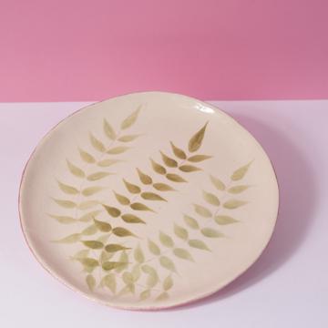 Fern Dessert Plate in stamped earthenware