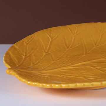 Hydrangea table plate in earthenware, yellow orange [2]