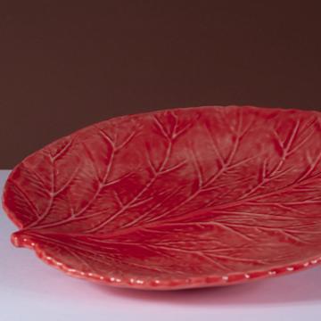 Hydrangea table plate in earthenware, red  [2]