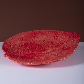 Hydrangea table plate in earthenware, red  [1]