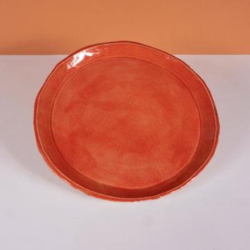 Service Oiseaux en grès estampé, rouge orange, 21cm de diam. [5]